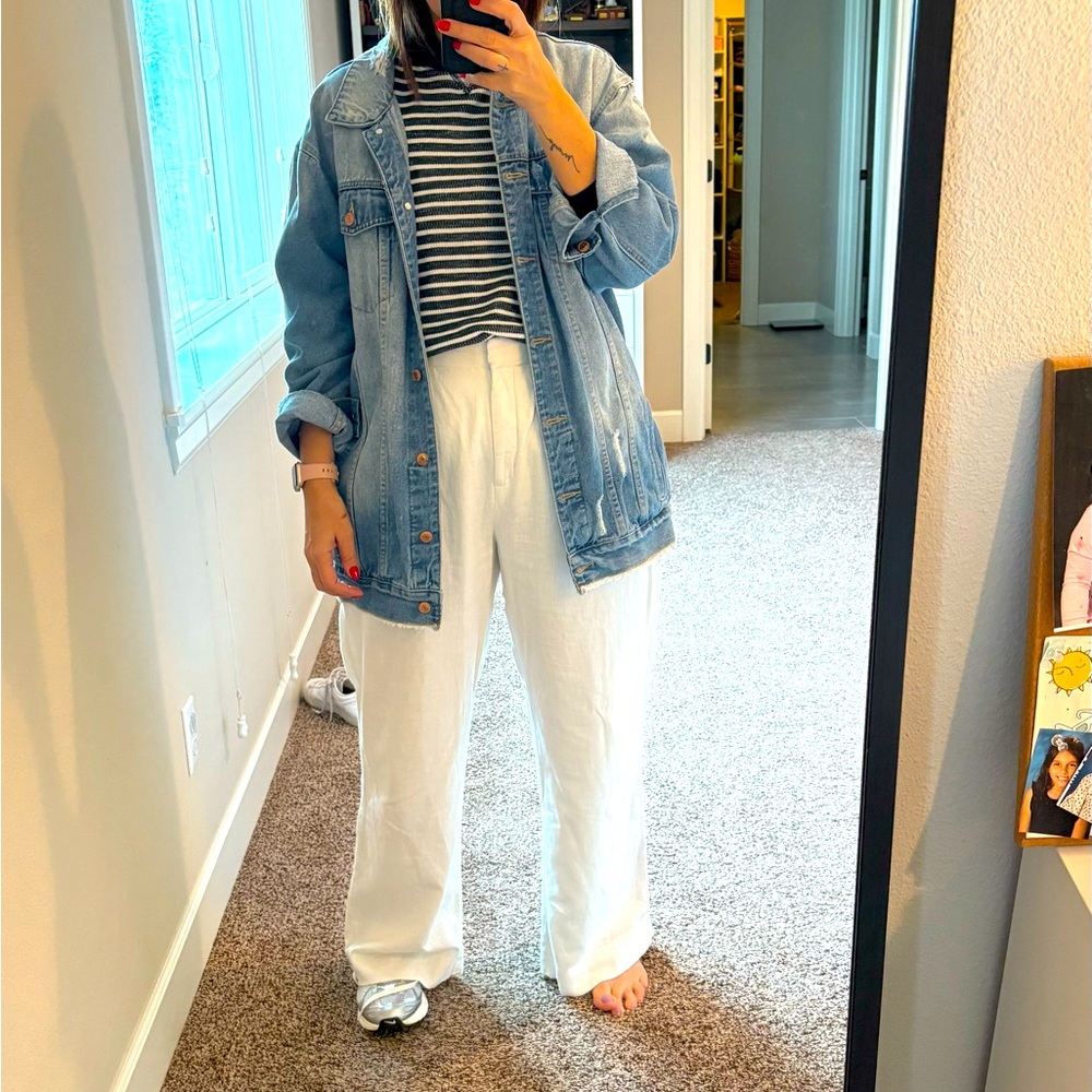 Elegant White High-Waisted Trousers